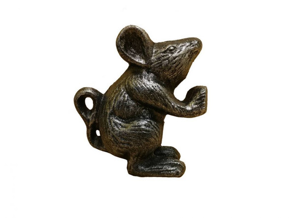 Handcrafted Rustic Silver Cast Iron Mouse Door Stopper 5" from Hampton Creations Handcrafted Rustic Silver Cast Iron Mouse Door Stopper 5" from Hampton Creations