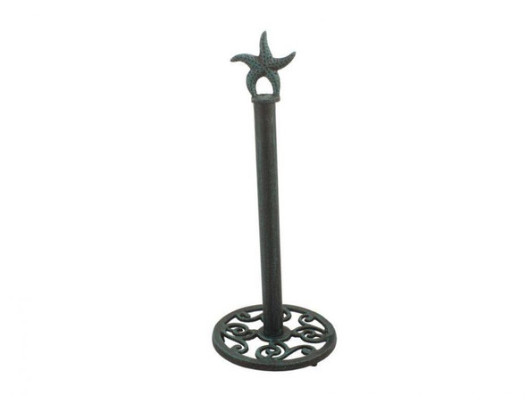 Handcrafted Rustic Seaworn Blue Cast Iron Starfish Extra Toilet Paper Stand 15" from Hampton Creations Handcrafted Rustic Seaworn Blue Cast Iron Starfish Extra Toilet Paper Stand 15" from Hampton Creations