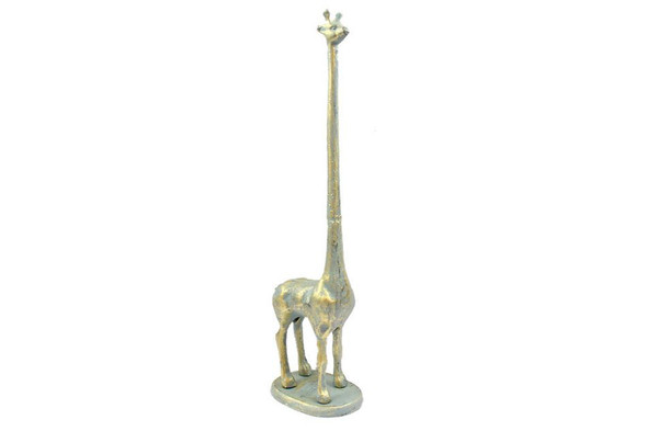 Handcrafted Antique Seaworn Bronze Cast Iron Giraffe Paper Towel Holder 19" from Hampton Creations Handcrafted Antique Seaworn Bronze Cast Iron Giraffe Paper Towel Holder 19" from Hampton Creations
