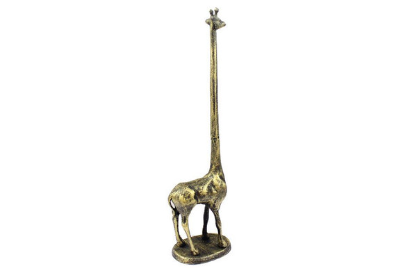 Handcrafted Rustic Gold Cast Iron Giraffe Paper Towel Holder 19" from Hampton Creations Handcrafted Rustic Gold Cast Iron Giraffe Paper Towel Holder 19" from Hampton Creations