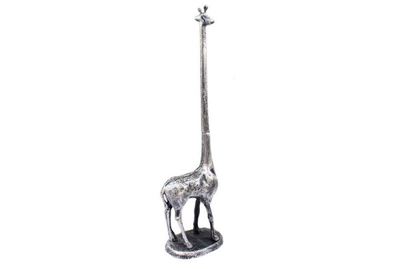 Handcrafted Rustic Silver Cast Iron Giraffe Paper Towel Holder 19" from Hampton Creations Handcrafted Rustic Silver Cast Iron Giraffe Paper Towel Holder 19" from Hampton Creations