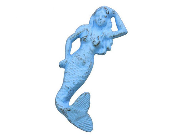 Handcrafted Rustic Light Blue Cast Iron Mermaid Hook 6" from Hampton Creations Handcrafted Rustic Light Blue Cast Iron Mermaid Hook 6" from Hampton Creations
