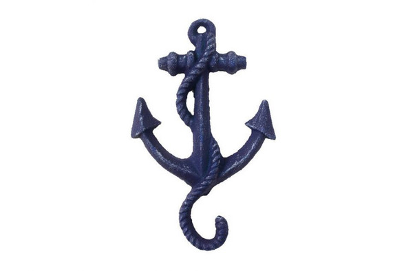 Handcrafted Rustic Dark Blue Cast Iron Anchor Hook 5" from Hampton Creations Handcrafted Rustic Dark Blue Cast Iron Anchor Hook 5" from Hampton Creations