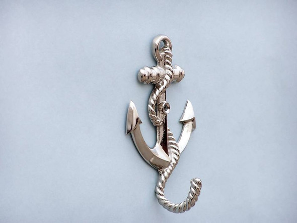 Handcrafted Chrome Anchor With Rope Hook 5" from Hampton Creations Handcrafted Chrome Anchor With Rope Hook 5" from Hampton Creations