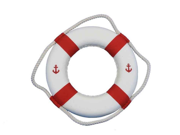 Handcrafted Classic White Decorative Anchor Lifering With Red Bands Christmas Ornament 10" from Hampton Creations