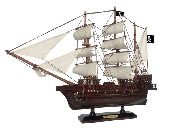 Handcrafted Wooden Captain Kidd's Adventure Galley White Sails Pirate Ship Model 20" from Hampton Creations