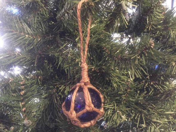 Handcrafted Blue Japanese Glass Ball Fishing Float Decoration Christmas Ornament 2" from Hampton Creations Handcrafted Blue Japanese Glass Ball Fishing Float Decoration Christmas Ornament 2" from Hampton Creations