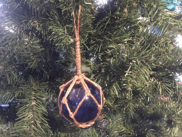 Handcrafted Blue Japanese Glass Ball Fishing Float Decoration Christmas Ornament 3" from Hampton Creations Handcrafted Blue Japanese Glass Ball Fishing Float Decoration Christmas Ornament 3" from Hampton Creations