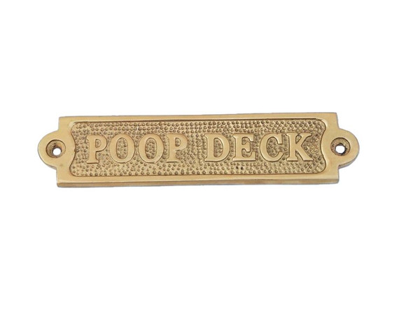 Handcrafted Solid Brass Poop Deck Sign 6" from Hampton Creations Handcrafted Solid Brass Poop Deck Sign 6" from Hampton Creations