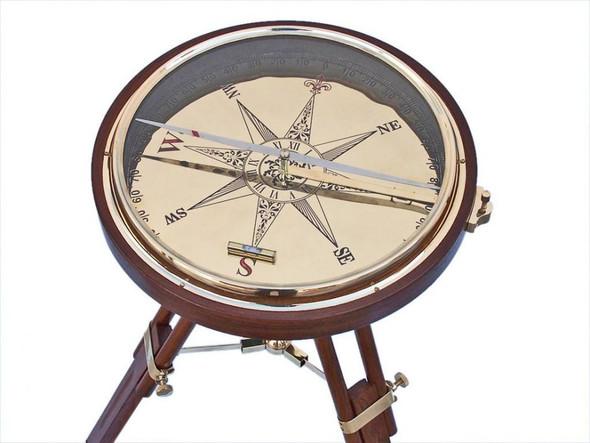 Handcrafted Decorative Wooden Brass Compass Table 23" from Hampton Creations Handcrafted Decorative Wooden Brass Compass Table 23" from Hampton Creations