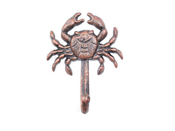 Handcrafted Rustic Copper Cast Iron Wall Mounted Crab Hook 5" from Hampton Creations Handcrafted Rustic Copper Cast Iron Wall Mounted Crab Hook 5" from Hampton Creations