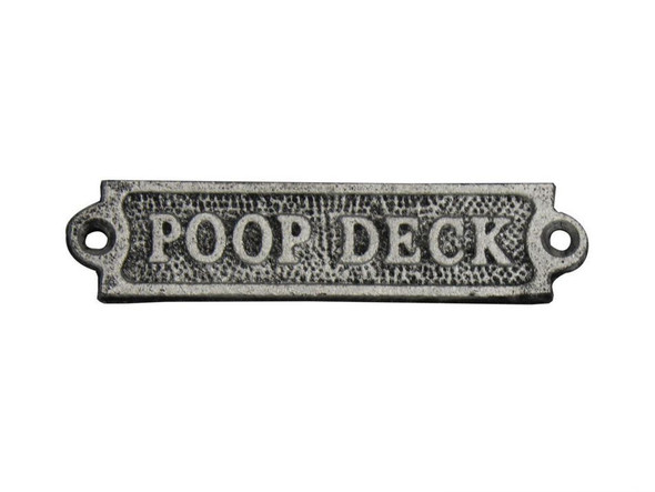 Handcrafted Rustic Silver Cast Iron Poop Deck Sign 6" from Hampton Creations Handcrafted Rustic Silver Cast Iron Poop Deck Sign 6" from Hampton Creations