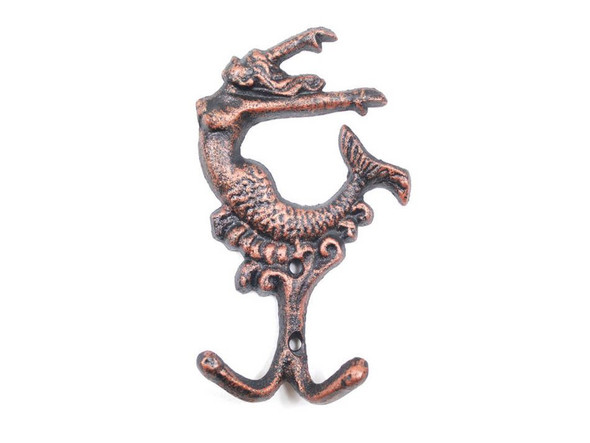 Handcrafted Rustic Copper Cast Iron Mermaid Key Hook 6" from Hampton Creations Handcrafted Rustic Copper Cast Iron Mermaid Key Hook 6" from Hampton Creations