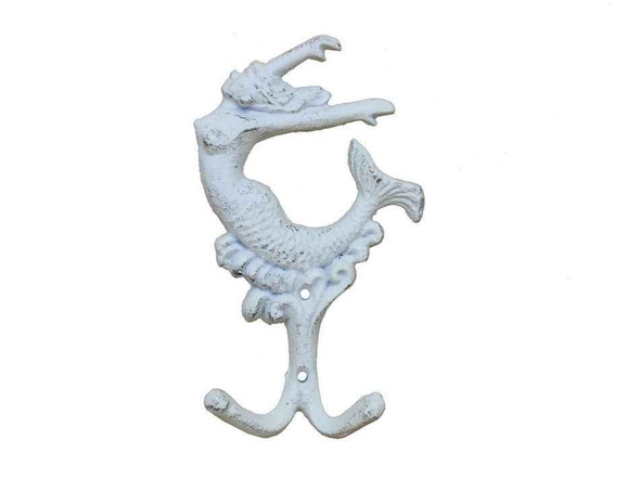 Handcrafted Whitewashed Cast Iron Mermaid Key Hook 6" from Hampton Creations Handcrafted Whitewashed Cast Iron Mermaid Key Hook 6" from Hampton Creations