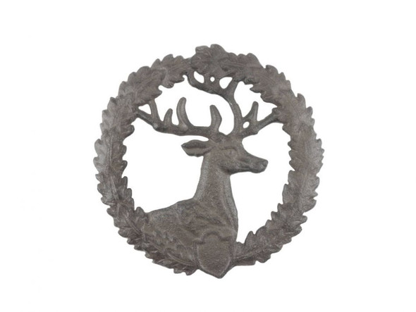 Handcrafted Cast Iron Deer and Wreath Kitchen Trivet 8" from Hampton Creations Handcrafted Cast Iron Deer and Wreath Kitchen Trivet 8" from Hampton Creations