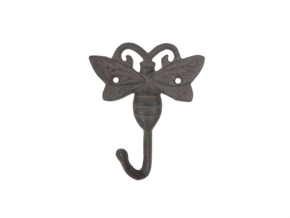 Handcrafted Cast Iron Bee Decorative Metal Wall Hook 5" from Hampton Creations Handcrafted Cast Iron Bee Decorative Metal Wall Hook 5" from Hampton Creations