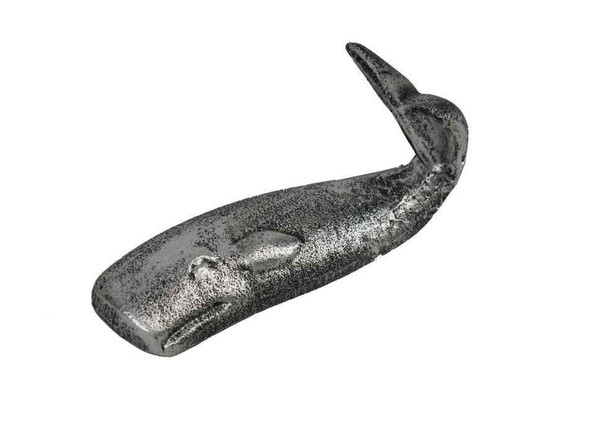 Handcrafted Antique Silver Cast Iron Whale Hook 6" from Hampton Creations Handcrafted Antique Silver Cast Iron Whale Hook 6" from Hampton Creations