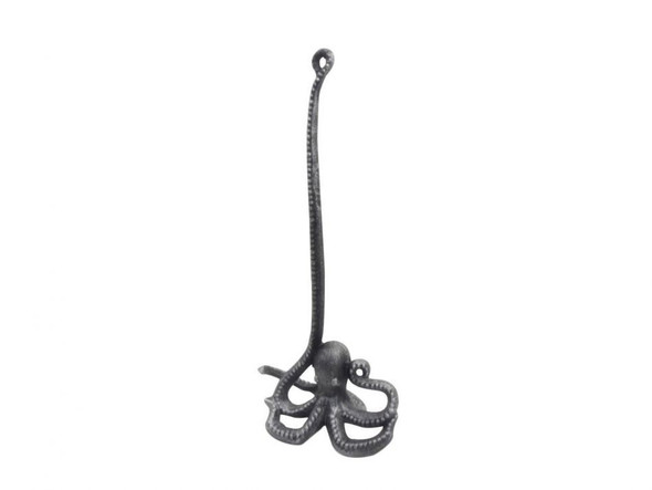 Handcrafted Rustic Silver Cast Iron Octopus Bathroom Extra Toilet Paper Stand 19" from Hampton Creations Handcrafted Rustic Silver Cast Iron Octopus Bathroom Extra Toilet Paper Stand 19" from Hampton Creations