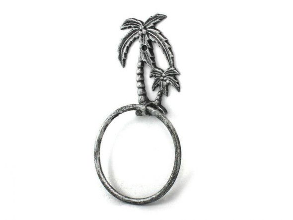 Handcrafted Antique Silver Cast Iron Palm Tree Towel Holder 9" from Hampton Creations Handcrafted Antique Silver Cast Iron Palm Tree Towel Holder 9" from Hampton Creations