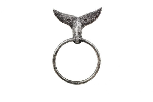 Handcrafted Rustic Silver Cast Iron Whale Tail Towel Holder 7.5" from Hampton Creations Handcrafted Rustic Silver Cast Iron Whale Tail Towel Holder 7.5" from Hampton Creations