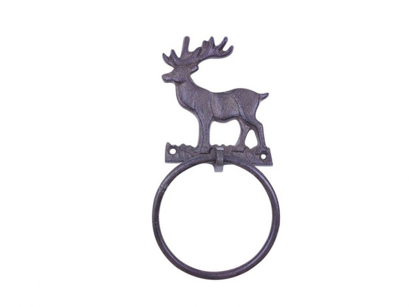 Handcrafted Cast Iron Moose Kitchen Bathroom Towel Ring 8.5" from Hampton Creations