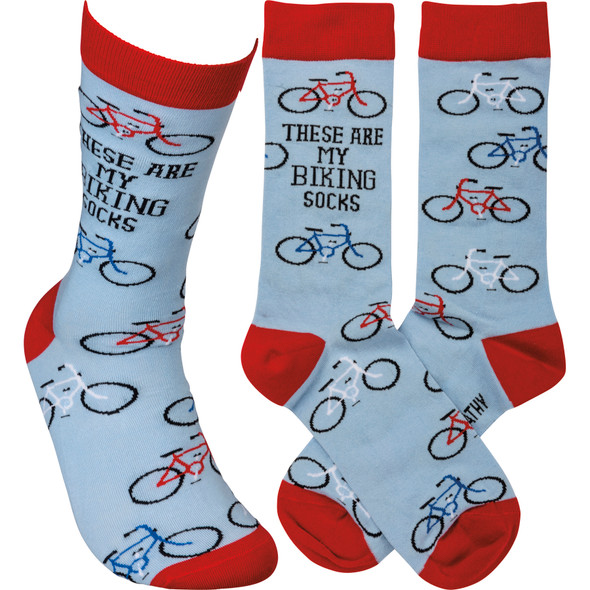 These Are My Biking Socks Colorfully Printed Cotton Socks from Primitives by Kathy