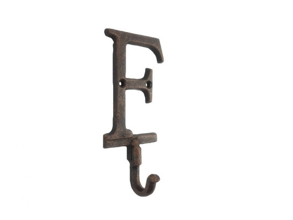 Handcrafted Rustic Copper Cast Iron Letter F Alphabet Wall Hook 6" from Hampton Creations