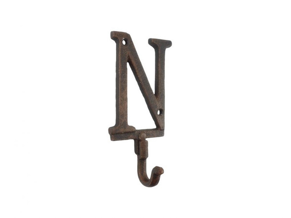 Handcrafted Rustic Copper Cast Iron Letter N Alphabet Wall Hook 6" from Hampton Creations