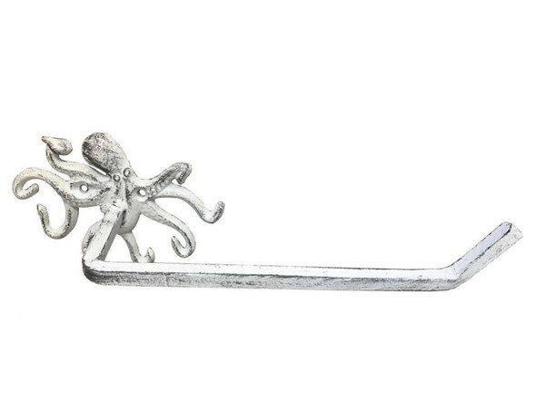 Handcrafted Whitewashed Cast Iron Octopus Hand Towel Holder 11" from Hampton Creations Handcrafted Whitewashed Cast Iron Octopus Hand Towel Holder 11" from Hampton Creations