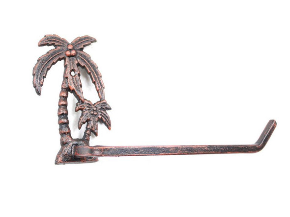 Handcrafted Rustic Copper Cast Iron Palm Tree Toilet Paper Holder 10" from Hampton Creations