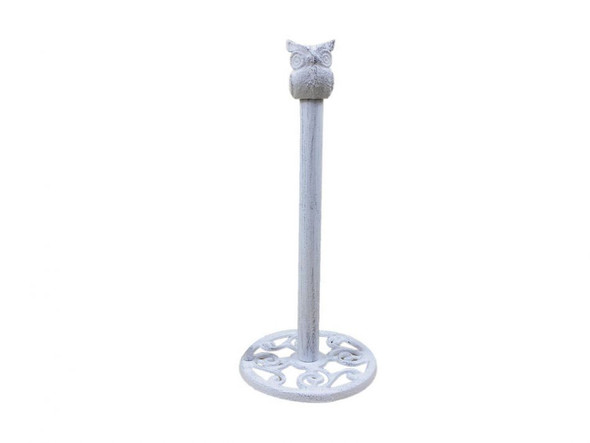 Handcrafted Whitewashed Cast Iron Sitting Owl Bathroom Extra Toilet Paper Stand 16" from Hampton Creations Handcrafted Whitewashed Cast Iron Sitting Owl Bathroom Extra Toilet Paper Stand 16" from Hampton Creations