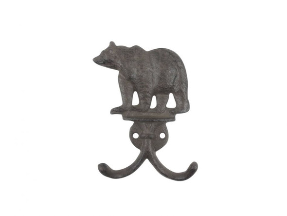 Handcrafted Cast Iron Black Bear Decorative Metal Wall Hooks 5.5" from Hampton Creations
