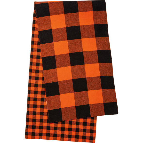 Orange & Black Buffalo Check Pattern Cotton Table Runner Cloth 56x15 from Primitives by Kathy