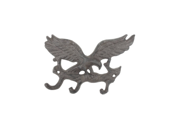 Handcrafted Cast Iron Flying Eagle Landing on a Tree Branch Decorative Metal Wall Hooks 7.5" from Hampton Creations Handcrafted Cast Iron Flying Eagle Landing on a Tree Branch Decorative Metal Wall Hooks 7.5" from Hampton Creations