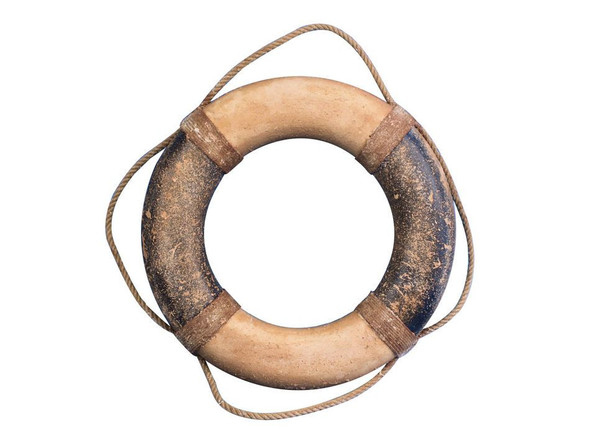 Handcrafted Seaworn Decorative Blue and White Vintage Lifering 20" from Hampton Creations Handcrafted Seaworn Decorative Blue and White Vintage Lifering 20" from Hampton Creations