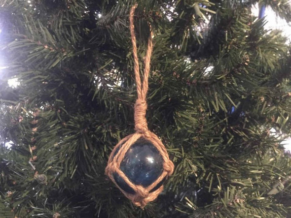 Handcrafted Light Blue Japanese Glass Ball Fishing Float Decoration Christmas Ornament 2" from Hampton Creations Handcrafted Light Blue Japanese Glass Ball Fishing Float Decoration Christmas Ornament 2" from Hampton Creations