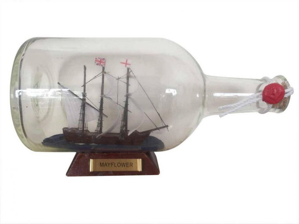 Handcrafted Mayflower Model Ship in a Glass Bottle  9" from Hampton Creations Handcrafted Mayflower Model Ship in a Glass Bottle  9" from Hampton Creations