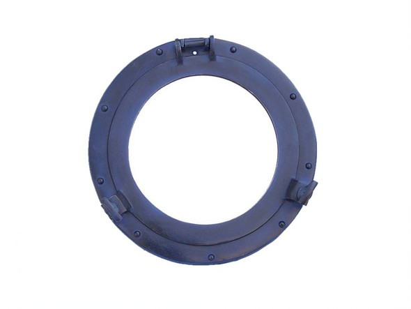 Handcrafted Rustic Blue Aluminum Deluxe Class Decorative Ship Porthole Mirror 12" from Hampton Creations Handcrafted Rustic Blue Aluminum Deluxe Class Decorative Ship Porthole Mirror 12" from Hampton Creations