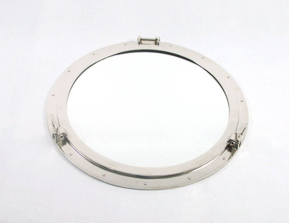 Handcrafted Deluxe Class Brushed Nickel Decorative Ship Porthole Mirror 30" from Hampton Creations Handcrafted Deluxe Class Brushed Nickel Decorative Ship Porthole Mirror 30" from Hampton Creations