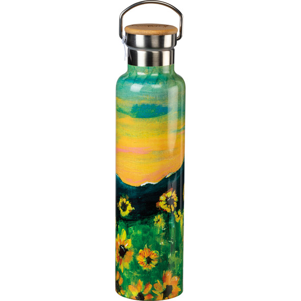 Sunflower Field Design Make It Happen Stainless Steel Insulated Water Bottle 25 Oz from Primitives by Kathy