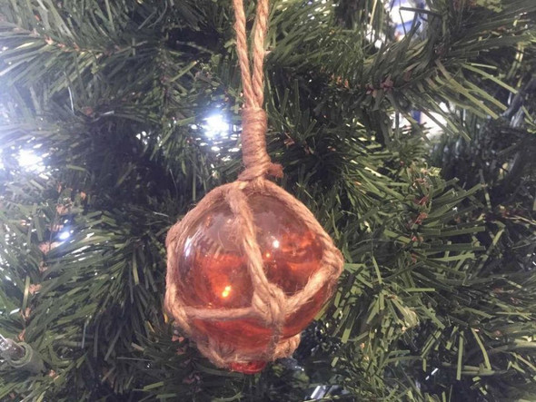 Handcrafted Orange Japanese Glass Ball Fishing Float Decoration Christmas Ornament 3" from Hampton Creations Handcrafted Orange Japanese Glass Ball Fishing Float Decoration Christmas Ornament 3" from Hampton Creations