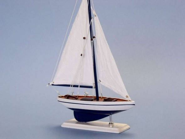 Handcrafted Wooden Blue Pacific Sailer Model Sailboat Decoration 17" from Hampton Creations