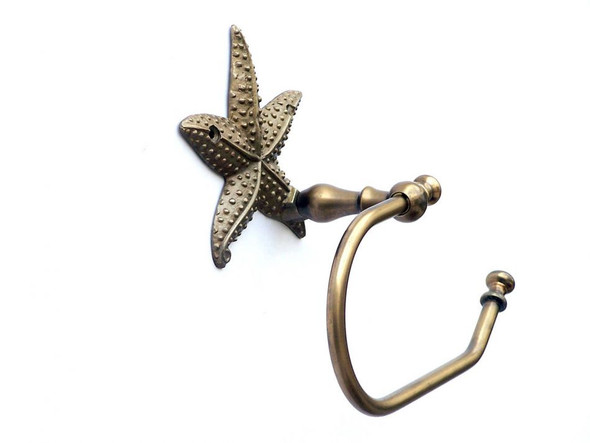 Handcrafted Antique Brass Starfish Hand Towel Holder 10" from Hampton Creations