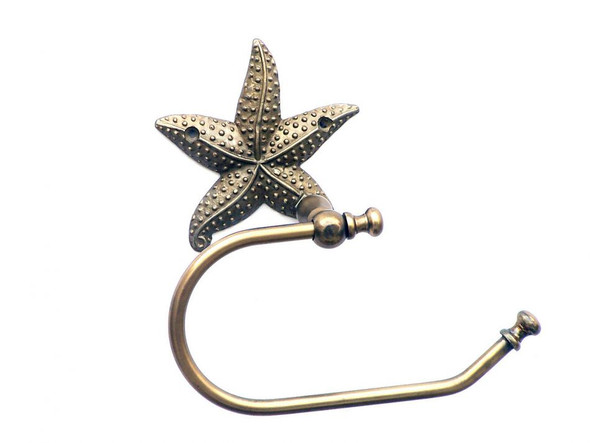 Handcrafted Antique Brass Starfish Hand Towel Holder 10" from Hampton Creations Handcrafted Antique Brass Starfish Hand Towel Holder 10" from Hampton Creations