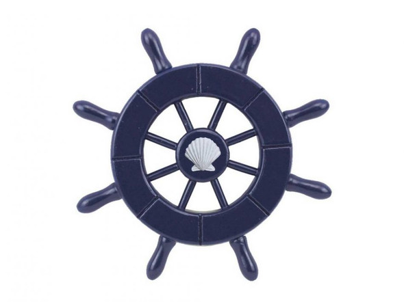 Handcrafted Dark Blue Decorative Ship Wheel With Seashell  6" from Hampton Creations