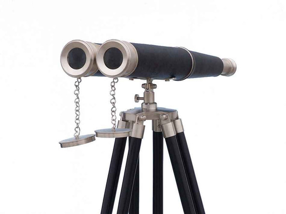Handcrafted Floor Standing Admiral's Brushed Nickel with Leather Binoculars 62" from Hampton Creations Handcrafted Floor Standing Admiral's Brushed Nickel with Leather Binoculars 62" from Hampton Creations