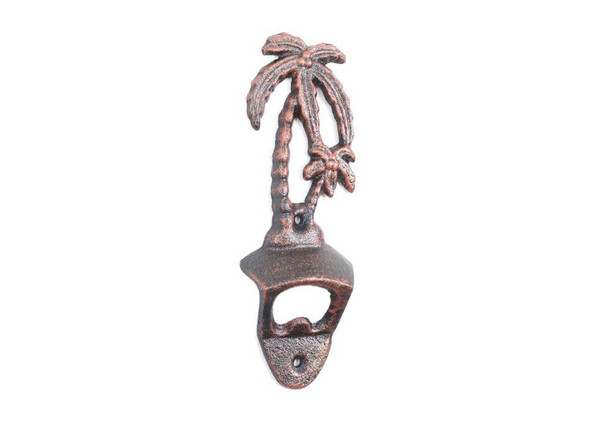 Handcrafted Rustic Copper Cast Iron Wall Mounted Palmtree Bottle Opener 6" from Hampton Creations Handcrafted Rustic Copper Cast Iron Wall Mounted Palmtree Bottle Opener 6" from Hampton Creations