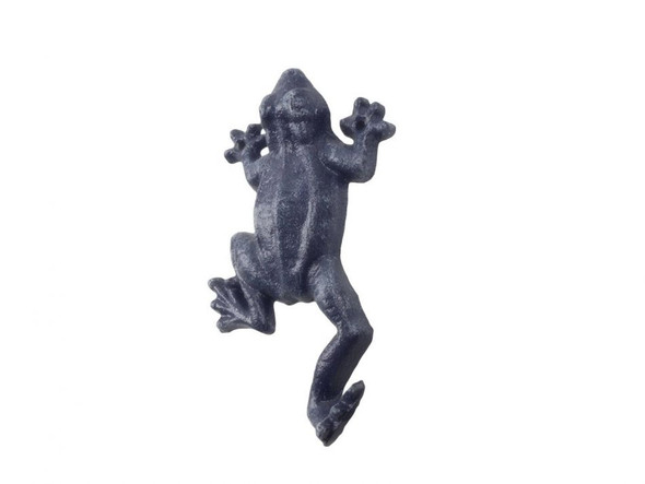 Handcrafted Rustic Dark Blue Cast Iron Frog Hook 6" from Hampton Creations Handcrafted Rustic Dark Blue Cast Iron Frog Hook 6" from Hampton Creations