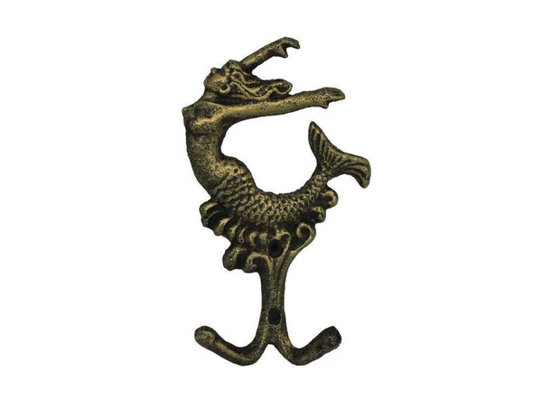Handcrafted Antique Gold Cast Iron Mermaid Key Hook 6" from Hampton Creations Handcrafted Antique Gold Cast Iron Mermaid Key Hook 6" from Hampton Creations