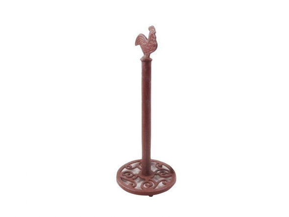 Handcrafted Rustic Red Whitewashed Cast Iron Rooster Extra Toilet Paper Stand 15" from Hampton Creations Handcrafted Rustic Red Whitewashed Cast Iron Rooster Extra Toilet Paper Stand 15" from Hampton Creations